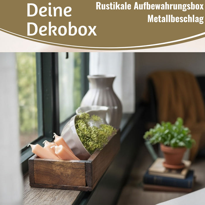 KI-generiertes Bild,Ib Laursen Vintage Holz Aufbewahrungsbox 35x10x5cm Unika Braun Deko-Kiste