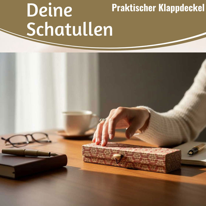 Vintage Holz Schachtel 3´er Set Bambus mit Deckel Geschenkbox Aufbewahrungsbox
