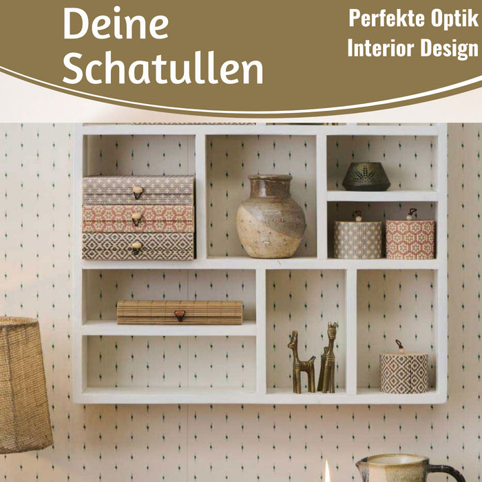 KI-generiertes Bild,Vintage Holz Schachtel 3´er Set Bambus mit Deckel Geschenkbox Aufbewahrungsbox