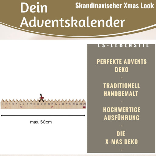 KI-generiertes Bild,Vintage Holz Adventskalender gehender Gardist 50cm Countdown Xmas Deko