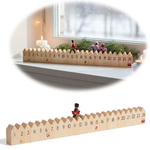 KI-generiertes Bild Vintage Holz Adventskalender gehender Gardist 50cm Countdown Xmas Deko