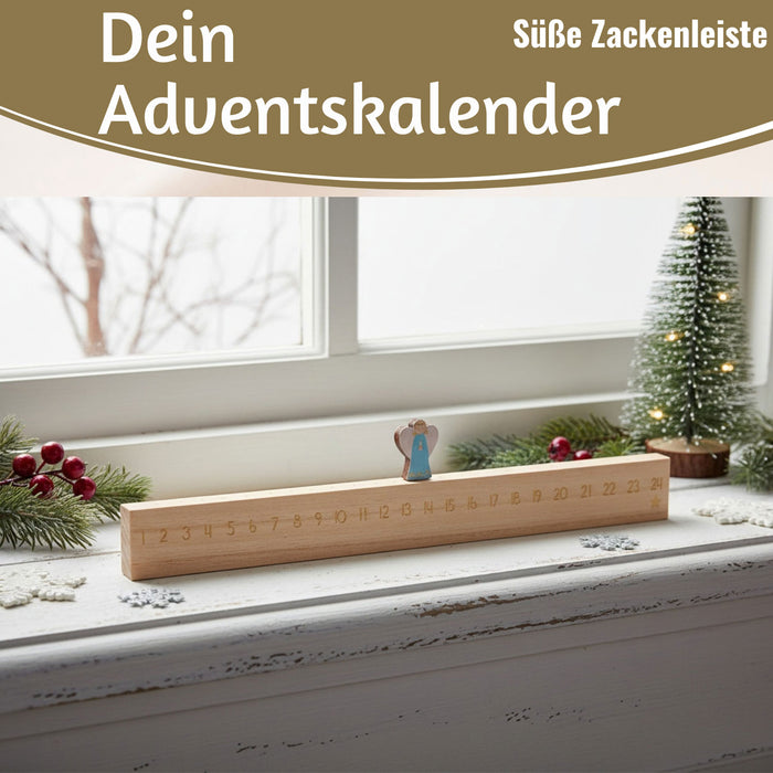 KI-generiertes Bild,Vintage Holz Adventskalender gehender Engel 50cm Countdown Xmas Deko