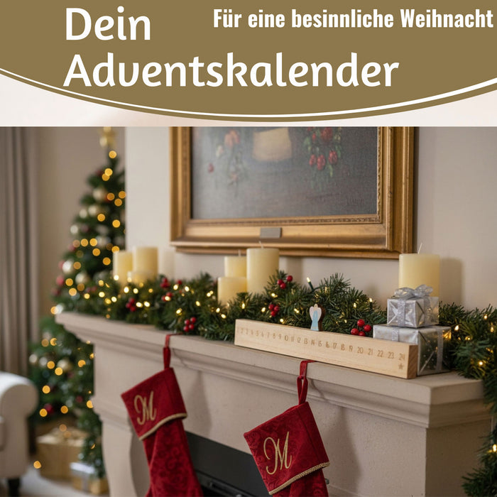 KI-generiertes Bild,Vintage Holz Adventskalender gehender Engel 50cm Countdown Xmas Deko