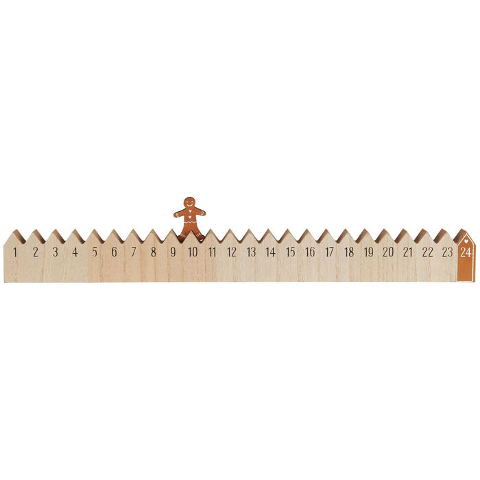 KI-generiertes Bild,Vintage Holz Adventskalender gehender Lebkuchenmann 50cm Countdown Xmas Deko