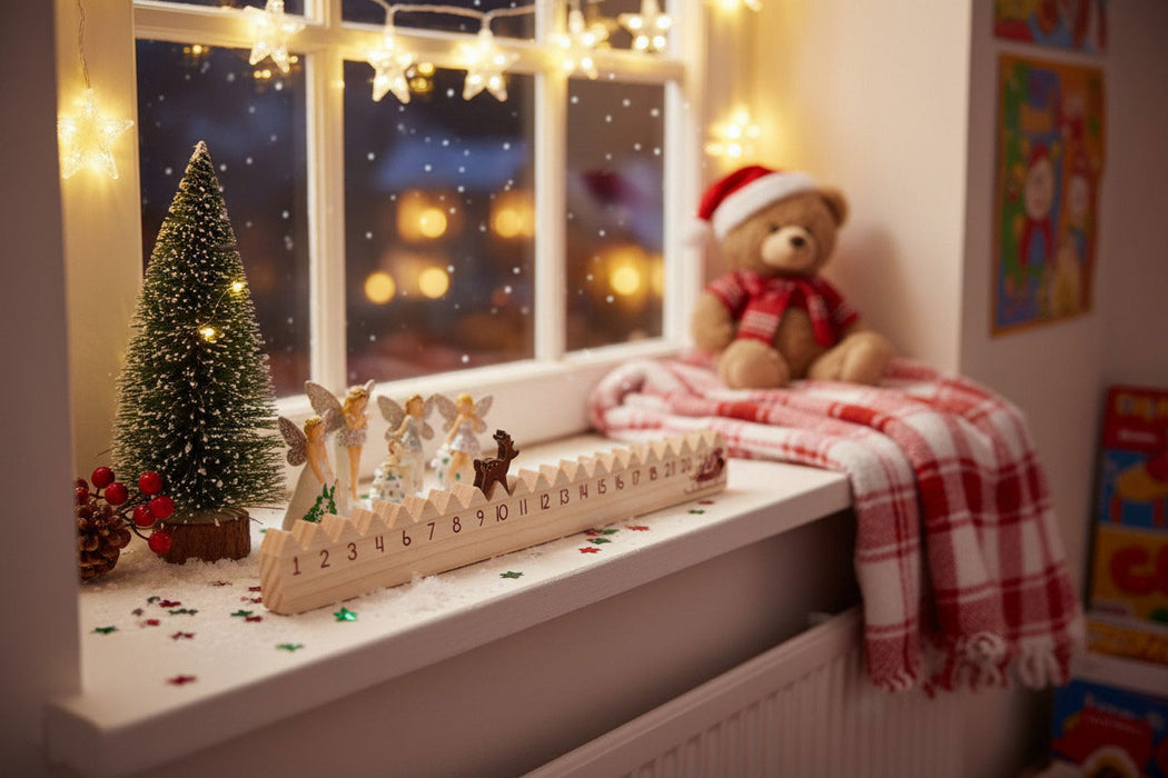 Vintage Holz Adventskalender hüpfende Rentier 50cm Countdown Xmas Deko