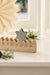 Vintage Holz Adventskalender gehender Stern Silber glänzend 50cm Countdown Xmas Deko