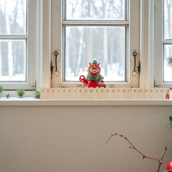 Vintage Holz Adventskalender fahrendes Weihnachtsauto 50cm Countdown Xmas Deko