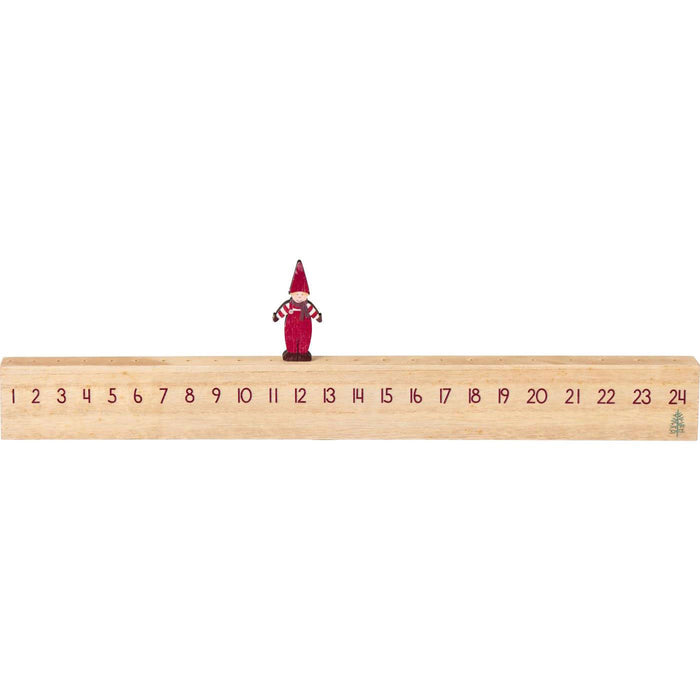 Vintage Holz Adventskalender gehendes Wichtelmännchen 50cm Countdown Xmas Deko