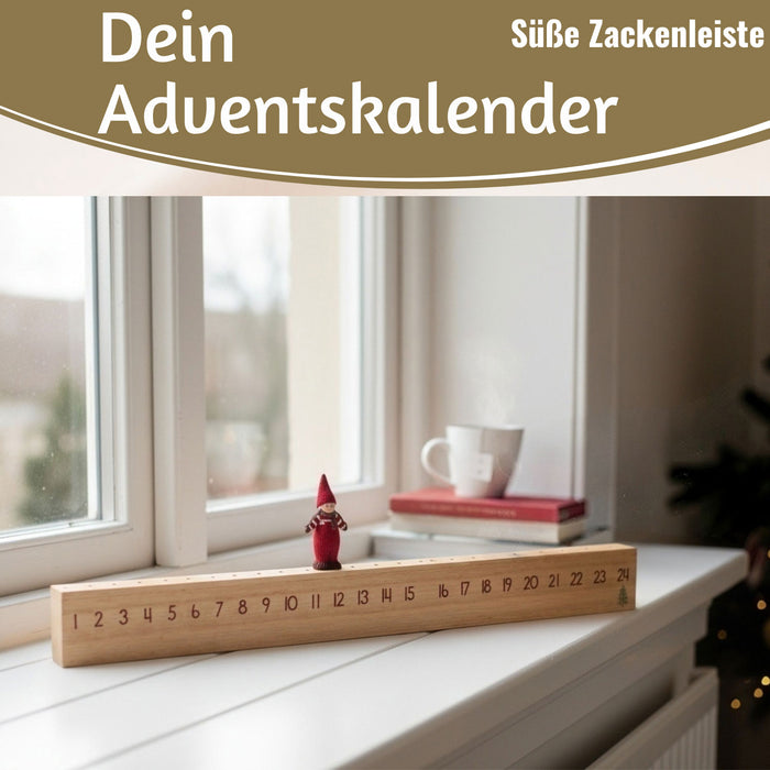 KI-generiertes Bild,Vintage Holz Adventskalender gehendes Wichtelmännchen 50cm Countdown Xmas Deko