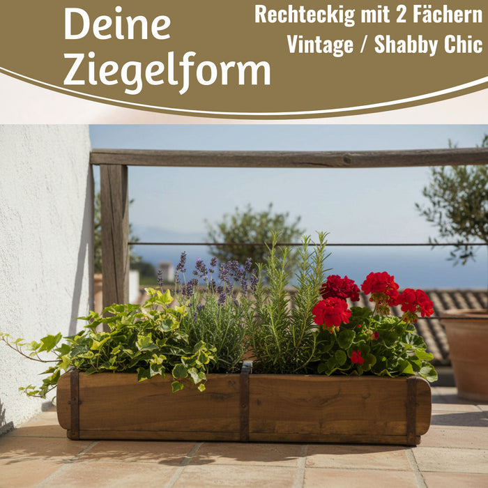 KI-generiertes Bild,IB Laursen Holz Ziegelform 57x15x10cm Unika Braun 2-fach alte Backsteinform Cutlery