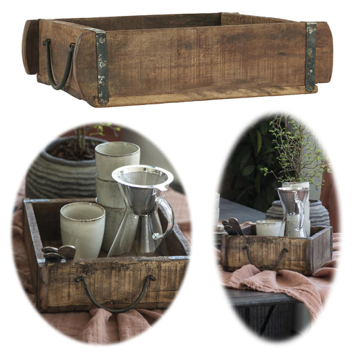 Holz Ziegelform Unika 32x30x12m Braun Schublade alte Backsteinform Cutlery Deko