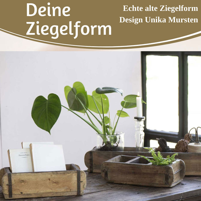 IB Laursen Holz Ziegelform Unika 31x9cm Braun 3-fach alte Backsteinform Cutlery Deko