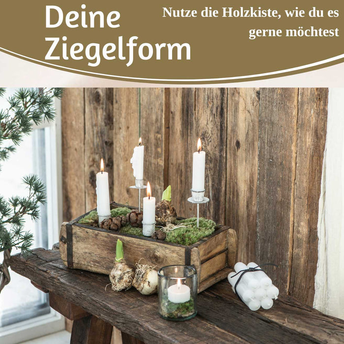 IB Laursen Holz Ziegelform Unika 31x9cm Braun 3-fach alte Backsteinform Cutlery Deko