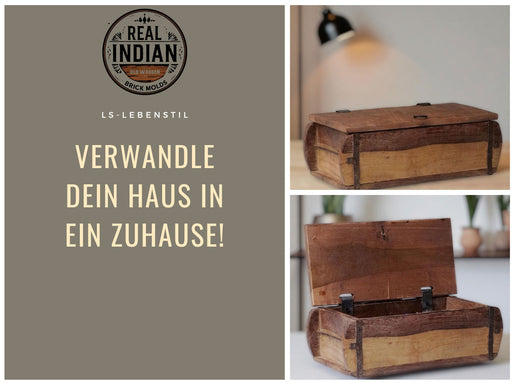 Vintage Holz Ziegelform 31x15cm Holzkiste mit Deckel Aufbewahrungsbox Schmuckkiste