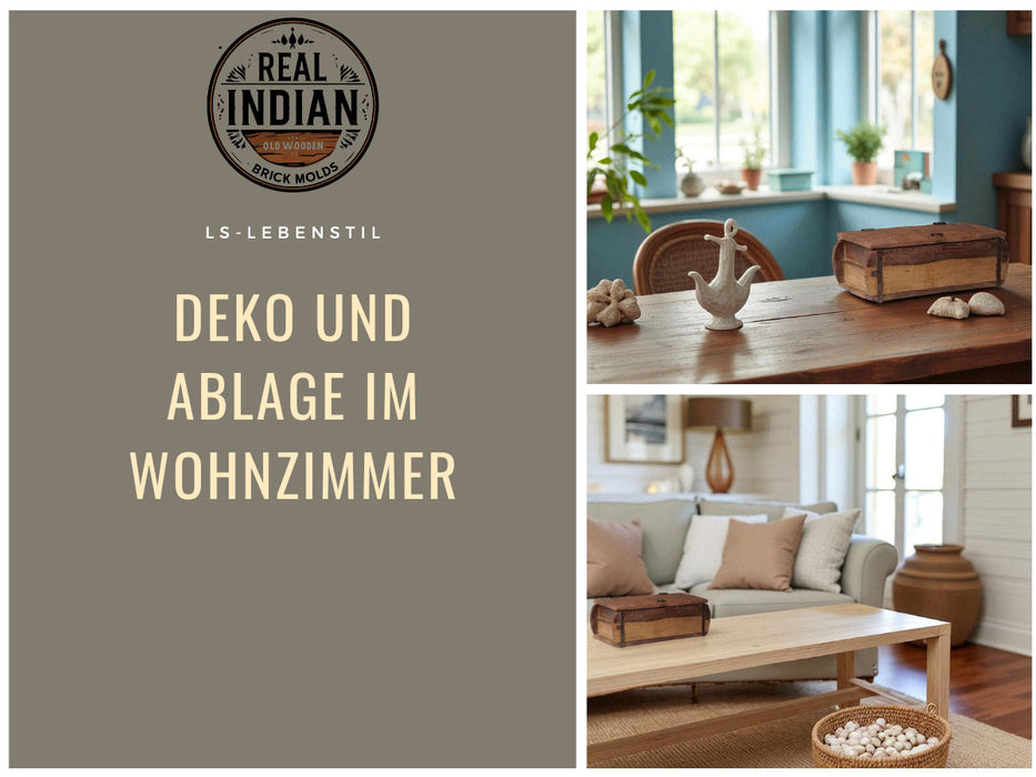 KI-generiertes Bild,Vintage Holz Ziegelform 31x15cm Holzkiste mit Deckel Aufbewahrungsbox Schmuckkiste