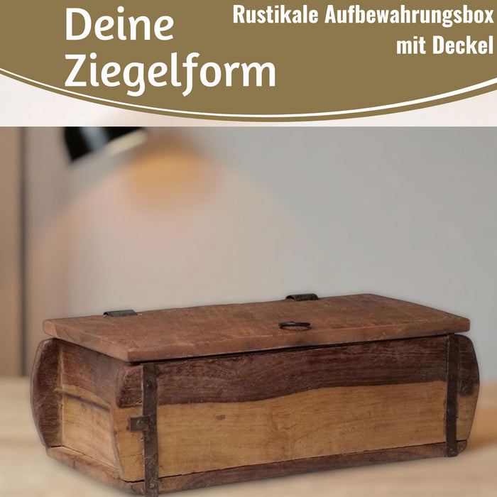 KI-generiertes Bild,Vintage Holz Ziegelform 31x15cm Holzkiste mit Deckel Aufbewahrungsbox Schmuckkiste