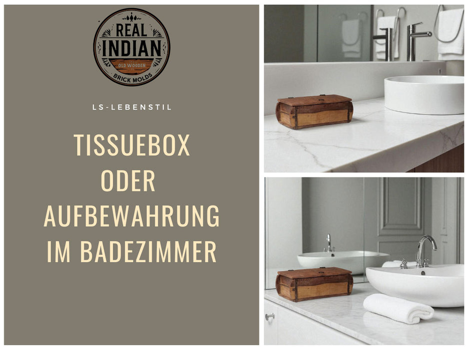 Vintage Holz Ziegelform 31x15cm Holzkiste mit Deckel Aufbewahrungsbox Schmuckkiste