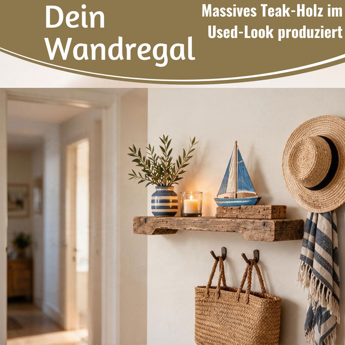 KI-generiertes Bild,Holz Grimaud Wandregal 52x10cm Braun Schiffsleiter Küchenregal Bücher Wandboard