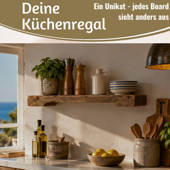 KI-generiertes Bild,Holz Grimaud Wandregal 52x10cm Braun Schiffsleiter Küchenregal Bücher Wandboard