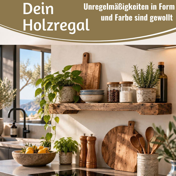 KI-generiertes Bild,Holz Grimaud Wandregal 52x10cm Braun Schiffsleiter Küchenregal Bücher Wandboard