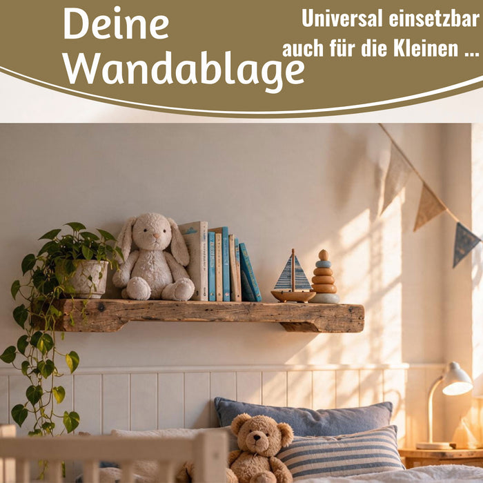 KI-generiertes Bild,Holz Grimaud Wandregal 52x10cm Braun Schiffsleiter Küchenregal Bücher Wandboard