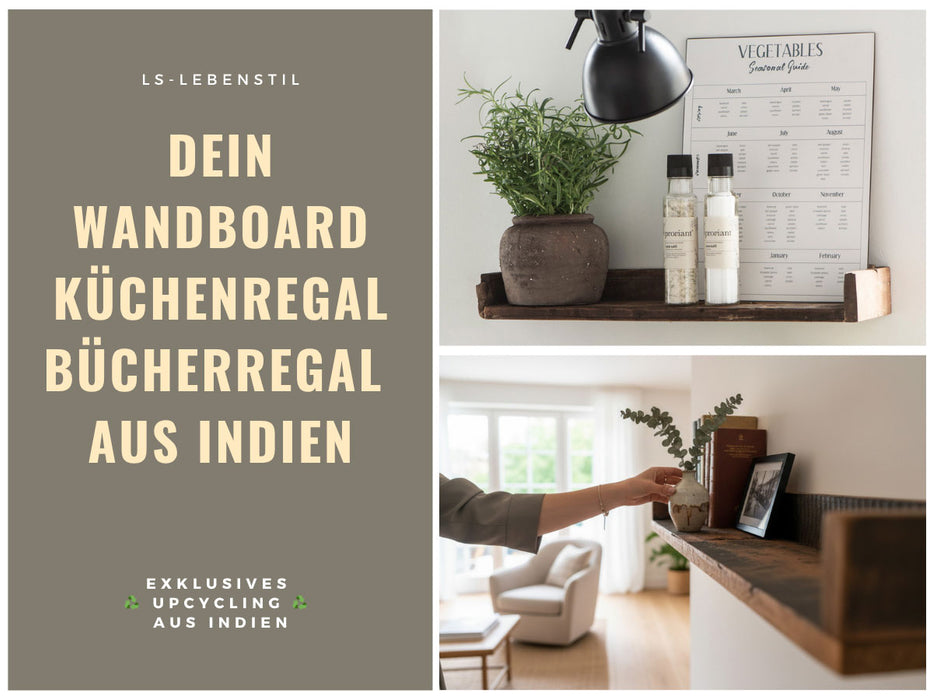 KI-generiertes Bild,IB Laursen Holz Ziegelform Wandregal 45cm Braun Küchenregal Bücherregal Wandboard