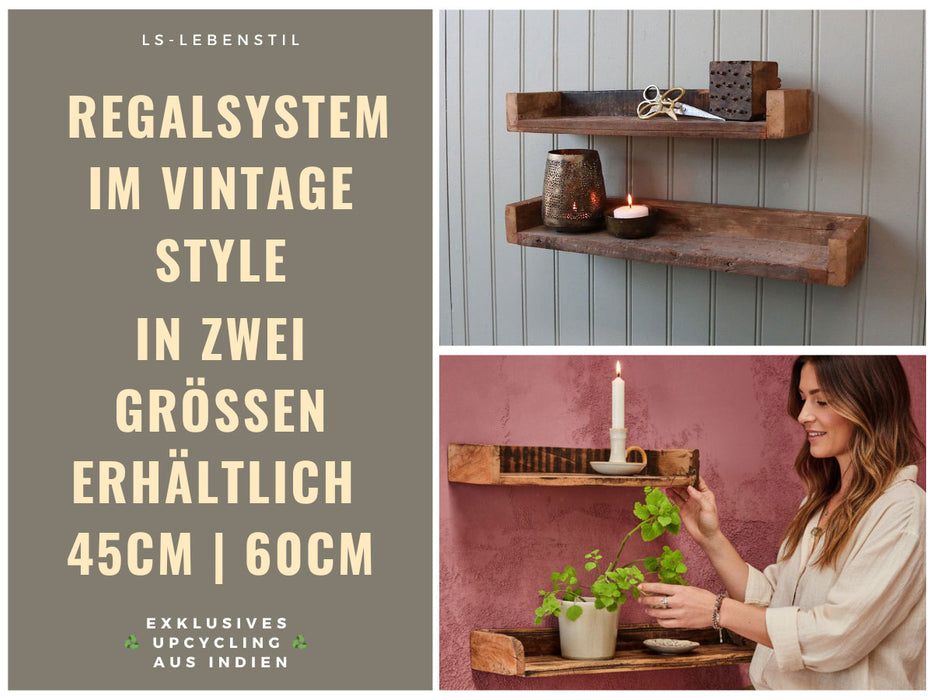 KI-generiertes Bild,IB Laursen Holz Ziegelform Wandregal 45cm Braun Küchenregal Bücherregal Wandboard