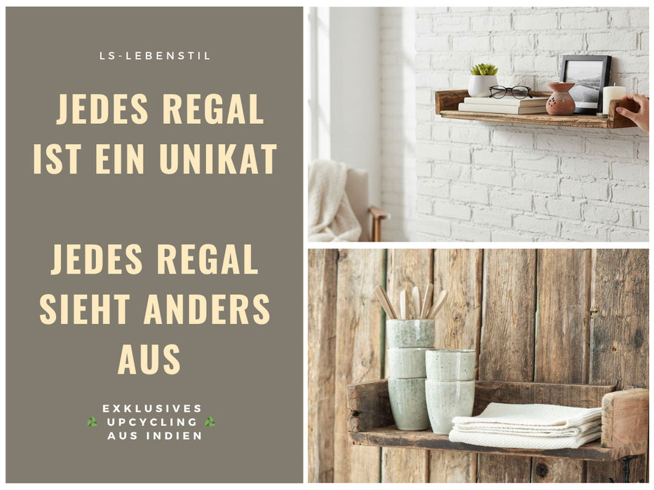 KI-generiertes Bild,IB Laursen Holz Ziegelform Wandregal 45cm Braun Küchenregal Bücherregal Wandboard