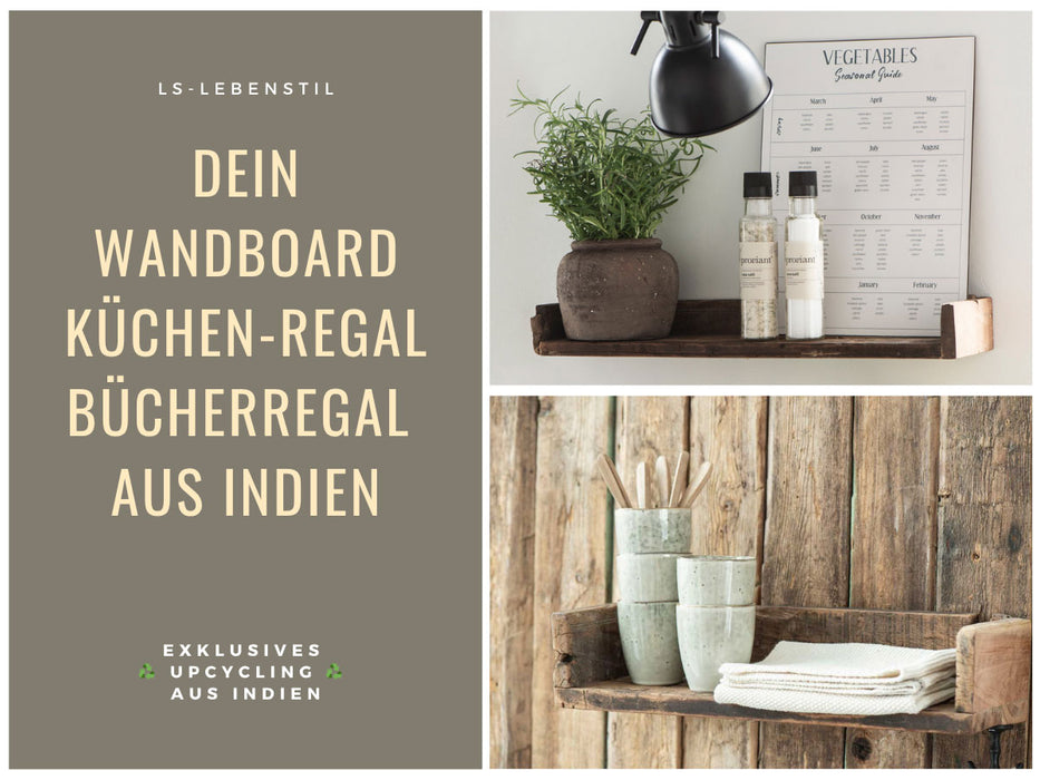 IB Laursen Holz Ziegelform Wandregal 45cm Braun Küchenregal Bücherregal Wandboard