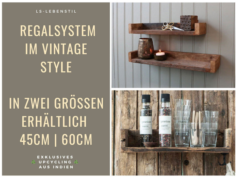 IB Laursen Holz Ziegelform Wandregal 45cm Braun Küchenregal Bücherregal Wandboard