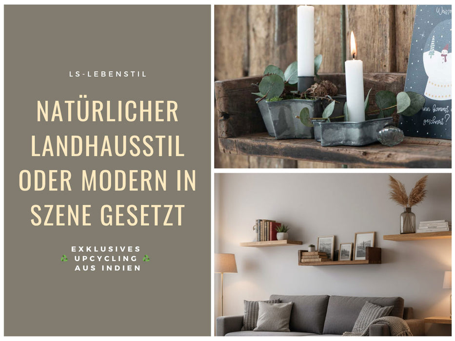 IB Laursen Holz Ziegelform Wandregal 45cm Braun Küchenregal Bücherregal Wandboard