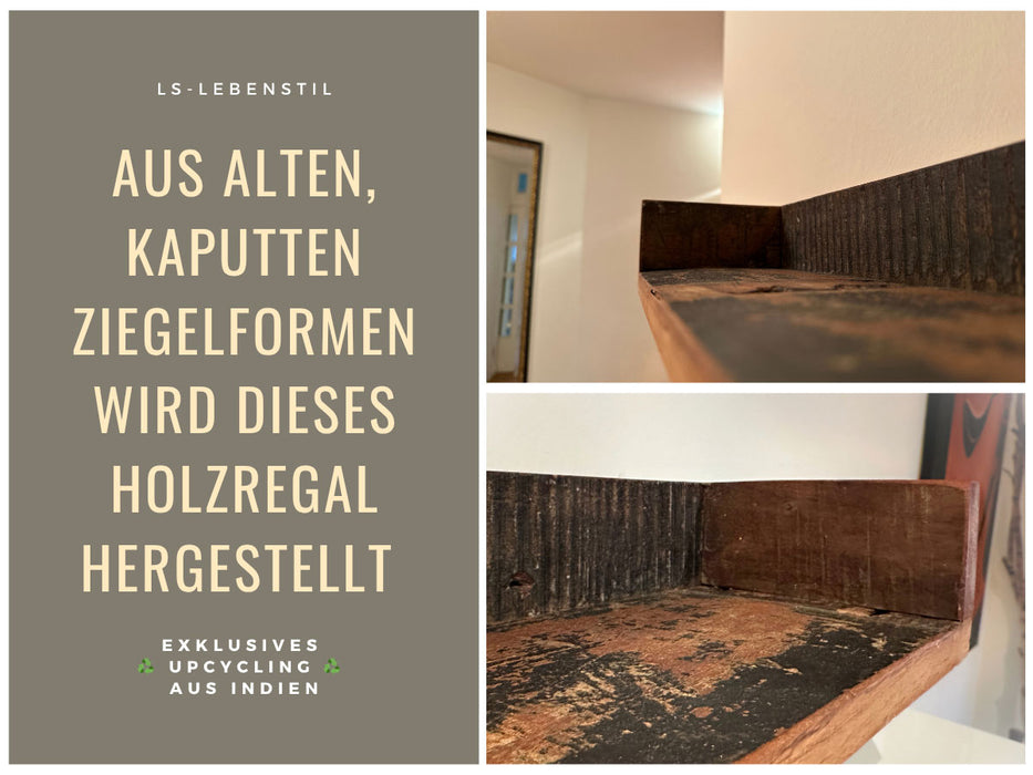 KI-generiertes Bild,IB Laursen Industrial Holz Ziegelform Wandregal 60cm Braun Küchenregal Bücherregal Wandboard