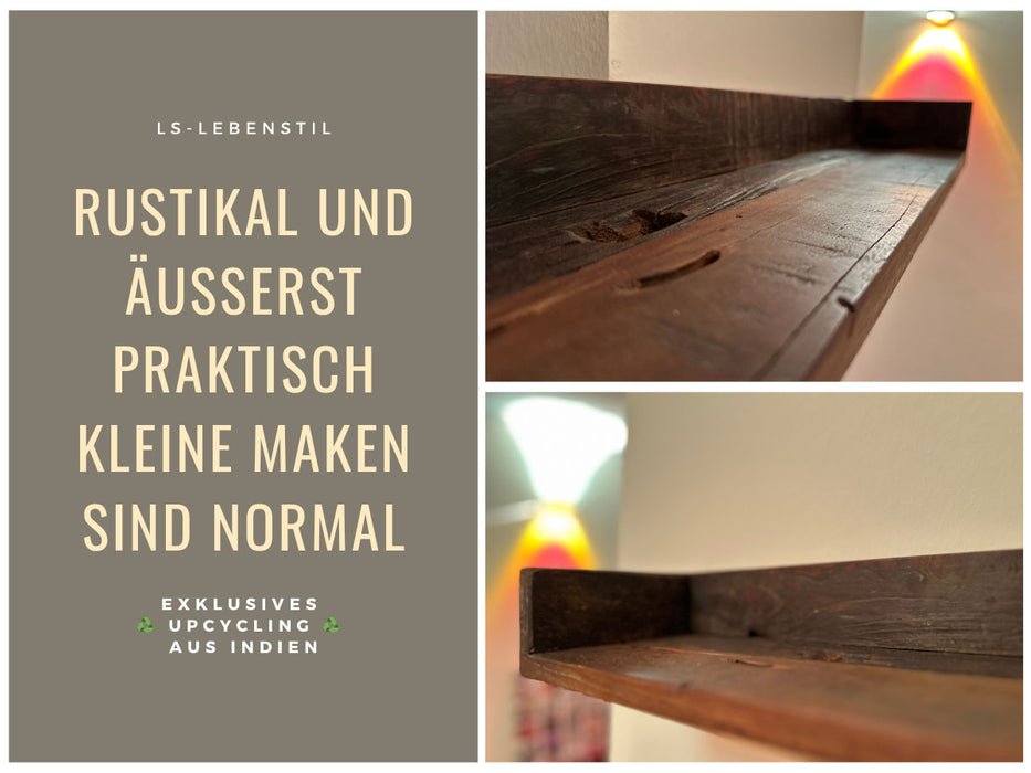 IB Laursen Holz Ziegelform Wandregal 45cm Braun Küchenregal Bücherregal Wandboard