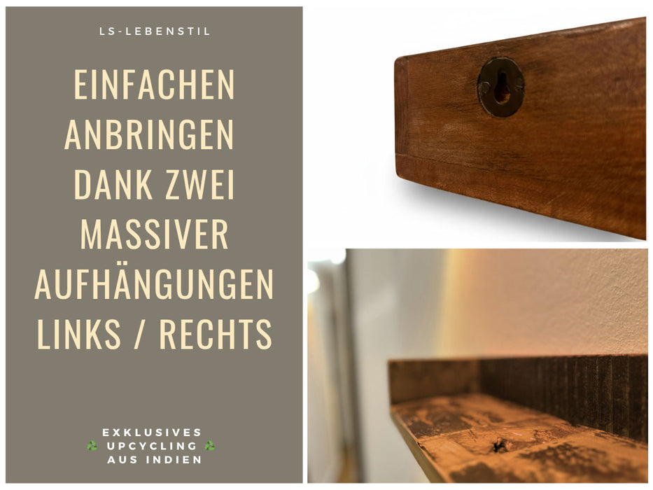 IB Laursen Industrial Holz Ziegelform Wandregal 45cm Braun Küchenregal Bücherregal Wandboard