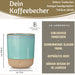 Steingut Tontasse Kaffeebecher 190ml Aqua Herz Tonbecher Teebecher Kaffeetasse