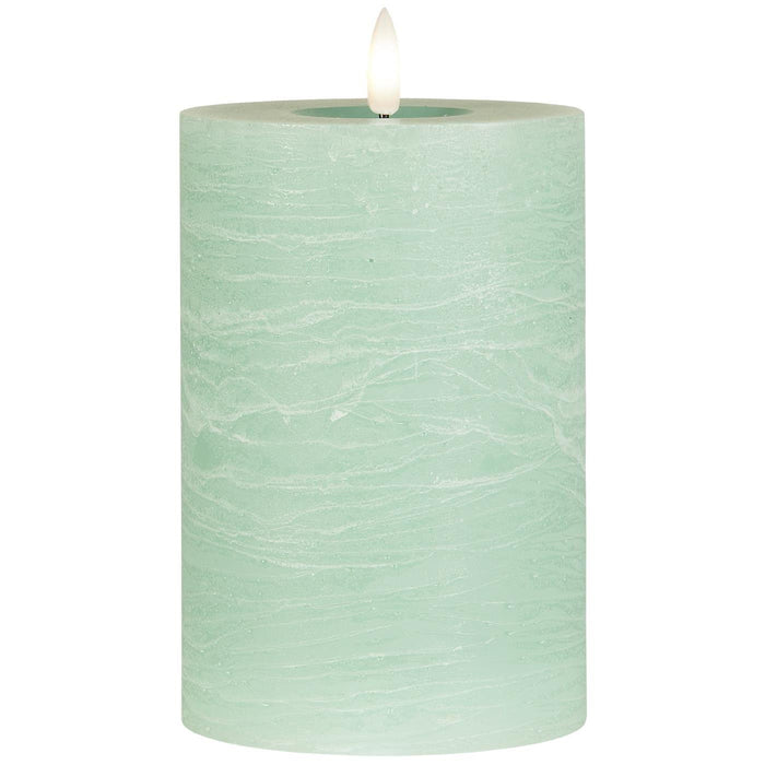 IB Laursen 3D LED Stumpenkerze 15cm Grün Nyhavn Echtwachs flackernde Blockkerze