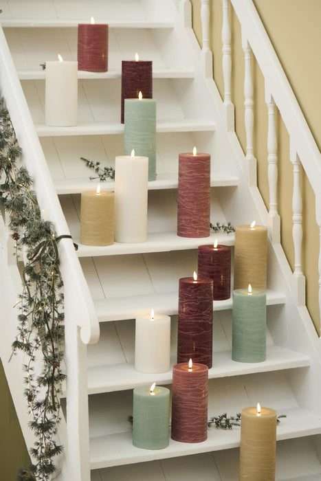 KI-generiertes Bild,IB Laursen 3D LED Stumpenkerze 20cm Rosa Nyhavn Echtwachs flackernde Blockkerze