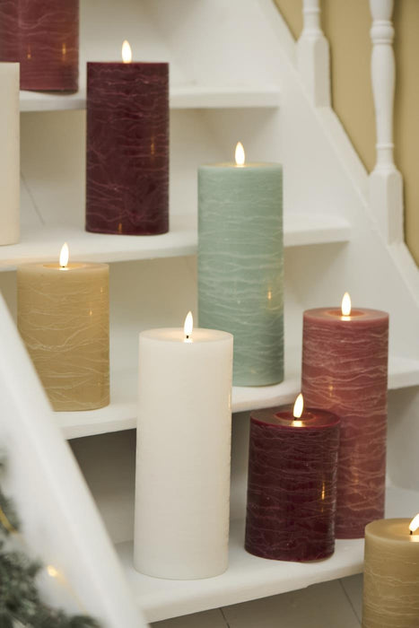 KI-generiertes Bild,IB Laursen 3D LED Stumpenkerze 20cm Rosa Nyhavn Echtwachs flackernde Blockkerze