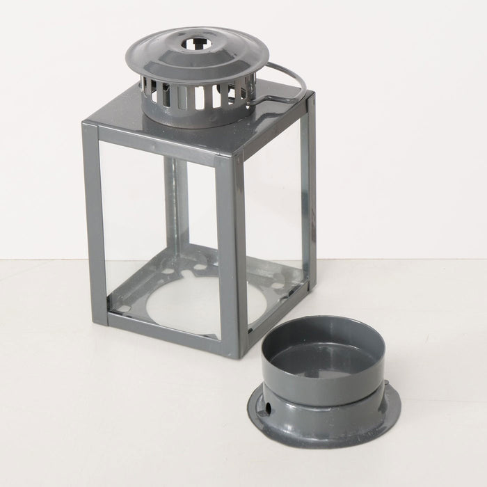 Vintage Laterne Windlicht 3´er Set 10cm Metall Grau Teelicht Teelichthalter