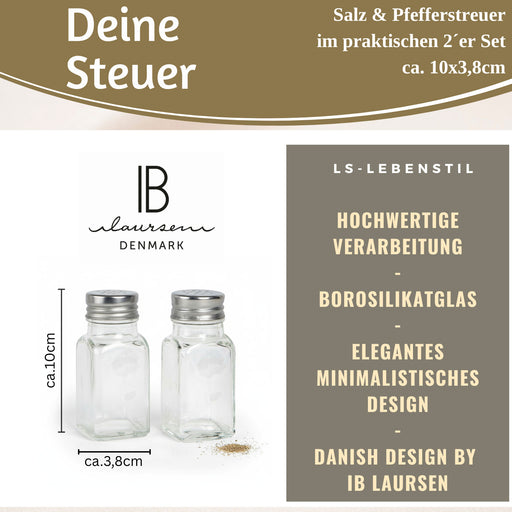 2-fach Glas Salzstreuer Pfefferstreuer Set 10cm Silber / Transparent