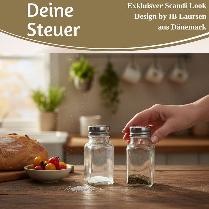 2-fach Glas Salzstreuer Pfefferstreuer Set 10cm Silber / Transparent