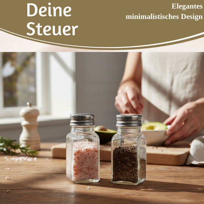 2-fach Glas Salzstreuer Pfefferstreuer Set 10cm Silber / Transparent