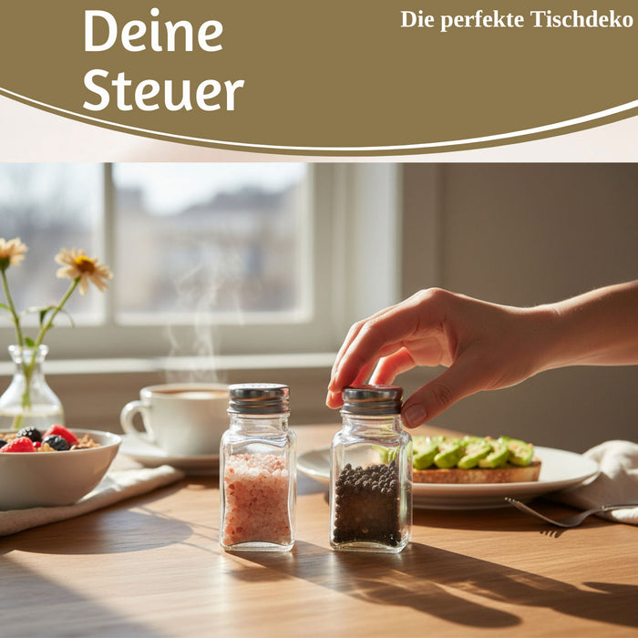 2-fach Glas Salzstreuer Pfefferstreuer Set 10cm Silber / Transparent