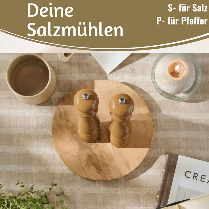 KI-generiertes Bild,iB Laursen Holz Salzmühle & Pfeffermühle Set Braun Hazelnut 21x5cm Keramikmahlwerk Gewürzmühle