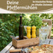 Design Holz Salzmühle & Pfeffermühle Set Gelb 21x5cm Keramikmahlwerk Gewürzmühle