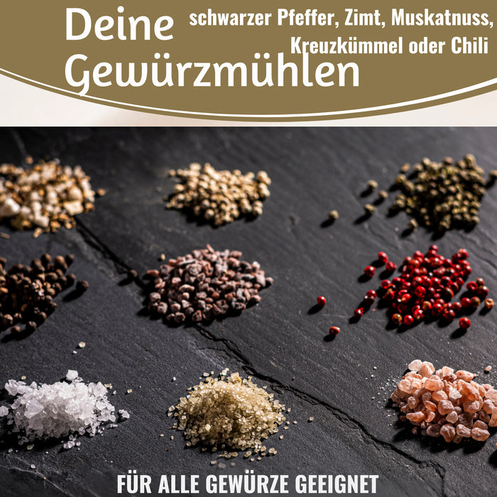 KI-generiertes Bild,Design Holz Salzmühle & Pfeffermühle Set Gelb 21x5cm Keramikmahlwerk Gewürzmühle