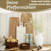 Design Holz Salzmühle & Pfeffermühle Set Grün 21x5cm Keramikmahlwerk Gewürzmühle