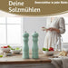 Design Holz Salzmühle & Pfeffermühle Set Grün 21x5cm Keramikmahlwerk Gewürzmühle