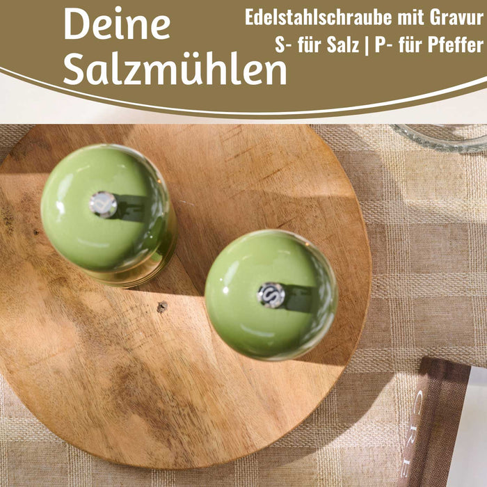 KI-generiertes Bild,iB Laursen Holz Salzmühle & Pfeffermühle Set Grün 21x5cm Keramikmahlwerk Gewürzmühle