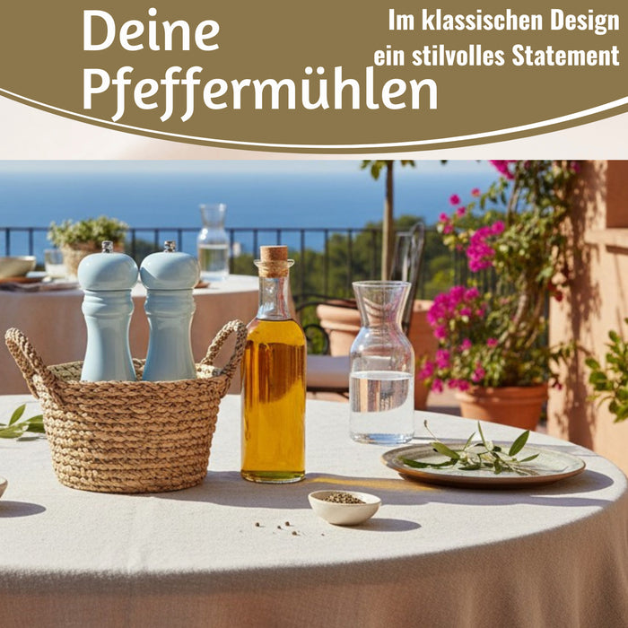 KI-generiertes Bild,Design Holz Salzmühle & Pfeffermühle Set Blau 21x5cm Keramikmahlwerk Gewürzmühle